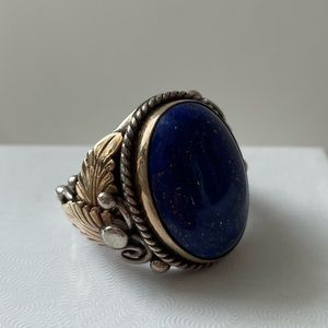 Mens Lapis Gem Sterling and 14k